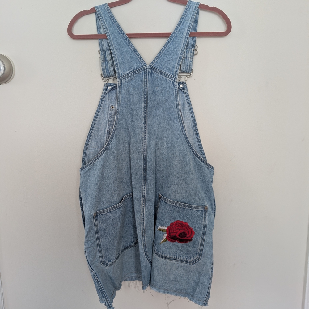 Vintage Denim Overalls with Floral Embroidery - Picture 4 of 8